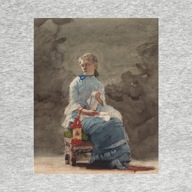 Young Woman Sewing by Winslow Homer by Classic Art Stall